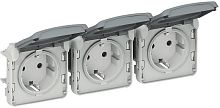 Розетка с заземлением без рамки Legrand Plexo 3-м. крышка шторки IP55 серый картинка